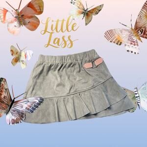 Little Lass Girls Size 5 Ruffled Faux Suede Olive Green Western Skirt